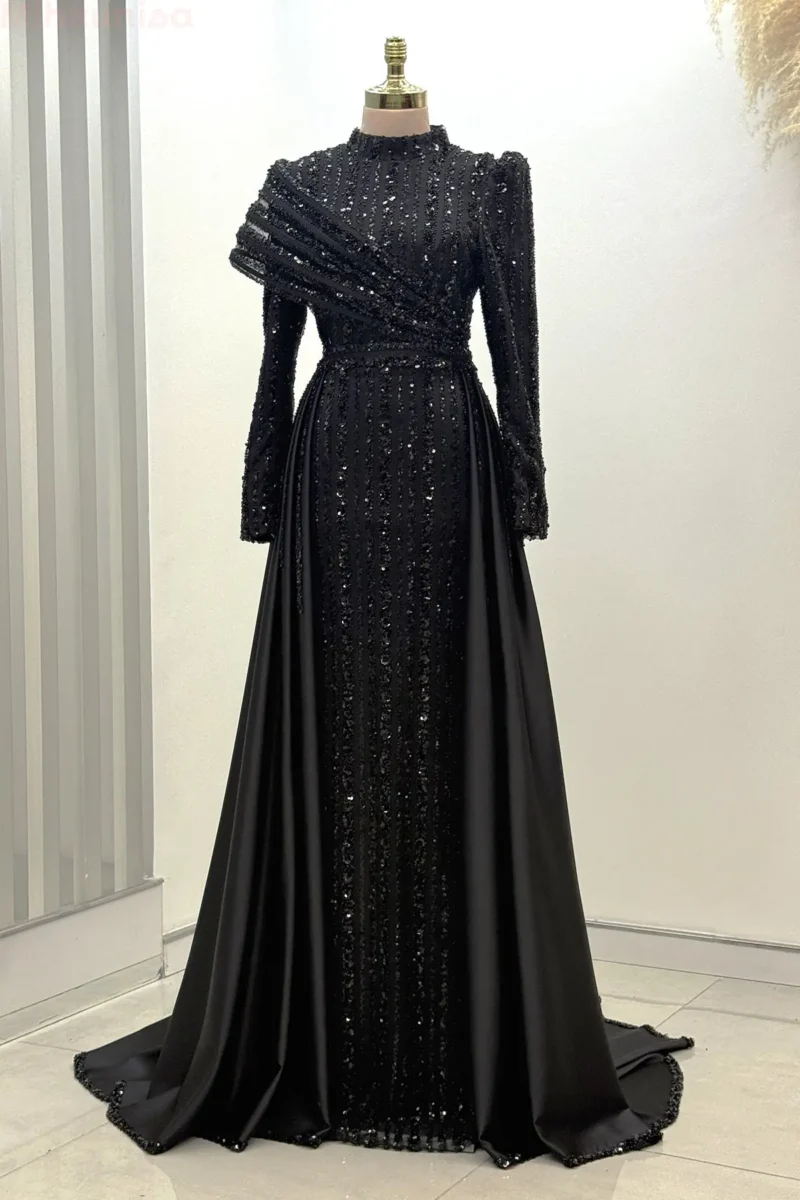 Solvette Hijab Evening Dress - Beaded Shoulder Detail 2026
