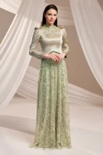 Telvaine Islamic Evening Gown - Stone-trimmed Lace Skirt 2026