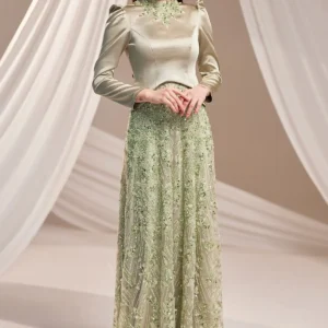 Telvaine Islamic Evening Gown - Stone-trimmed Lace Skirt 2026