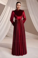 Velvorne Modest Formal Dress - Velvet Draped Waist 2026