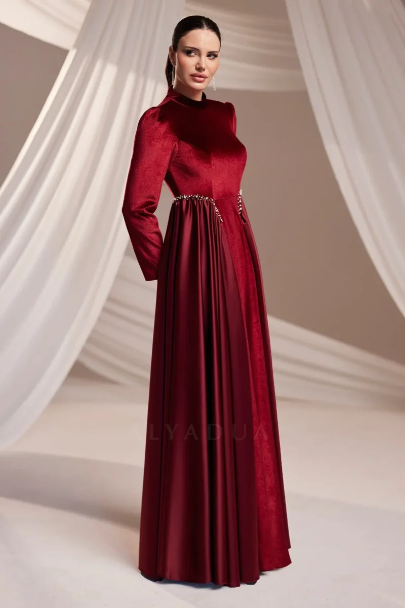 Velvorne Modest Formal Dress - Velvet Draped Waist 2026