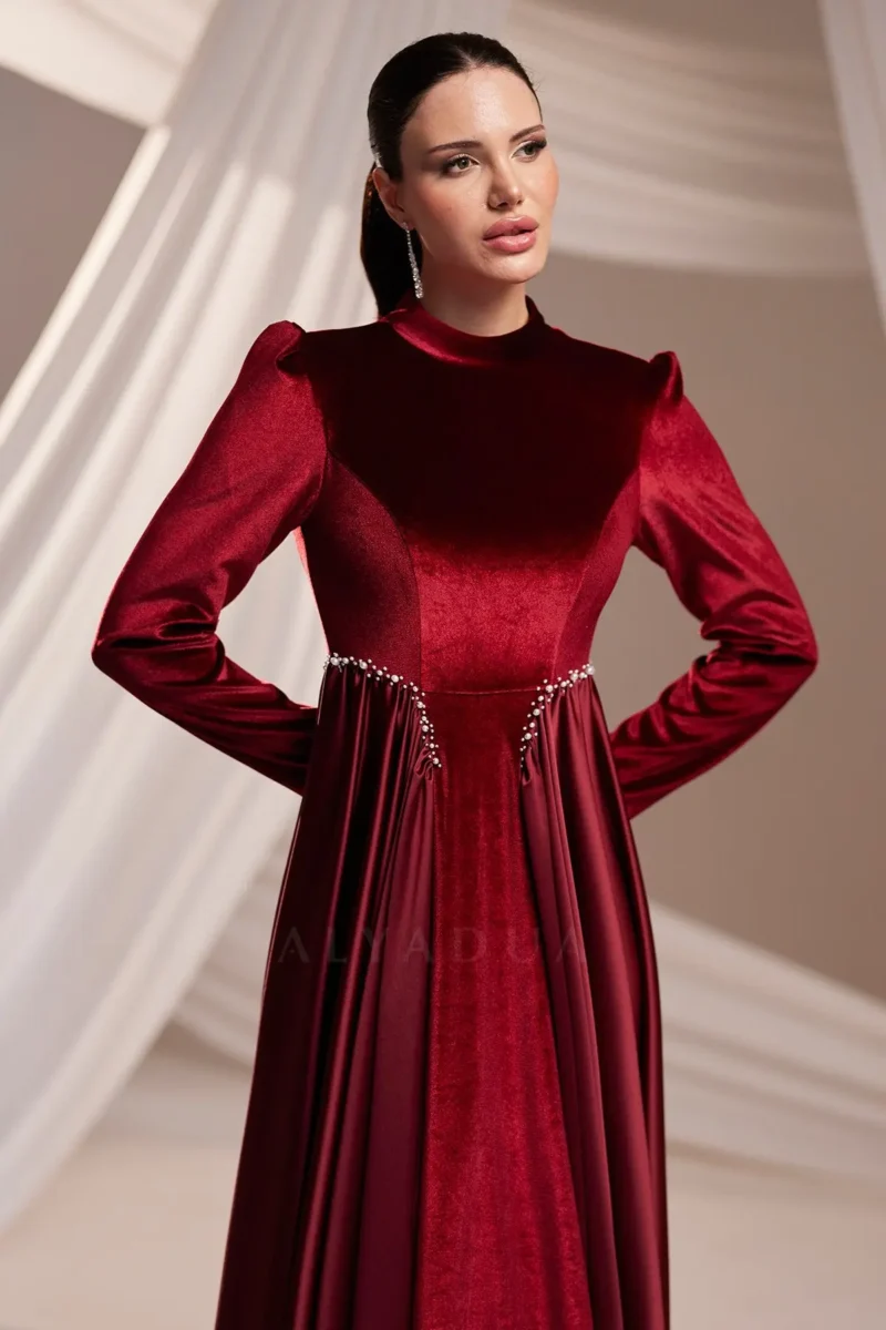 Velvorne Modest Formal Dress - Velvet Draped Waist 2026