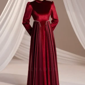 Velvorne Modest Formal Dress - Velvet Draped Waist 2026