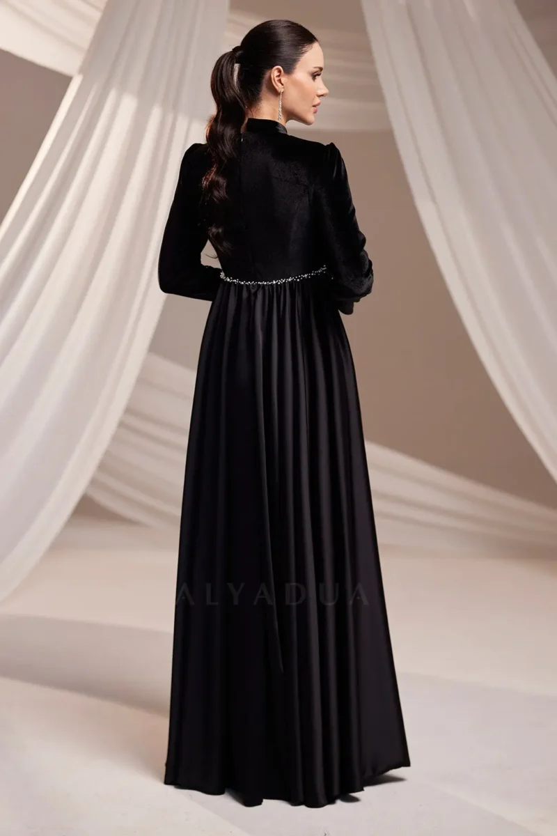 Velvorne Modest Formal Dress - Velvet Draped Waist 2026