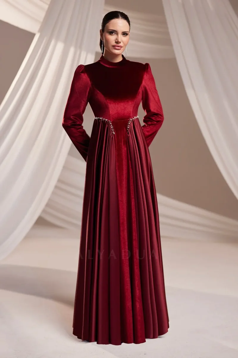 Velvorne Modest Formal Dress - Velvet Draped Waist 2026