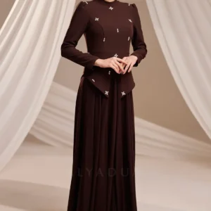 Zelvaine Islamic Evening Gown - Asymmetric Stone Detail Gown 2026