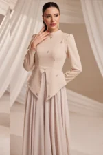Zelvaine Islamic Evening Gown - Asymmetric Stone Detail Gown 2026
