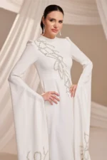 Zolveine Modest Evening Gown - Stone-embellished Slit Sleeves 2026