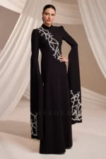 Zolveine Modest Evening Gown - Stone-embellished Slit Sleeves 2026