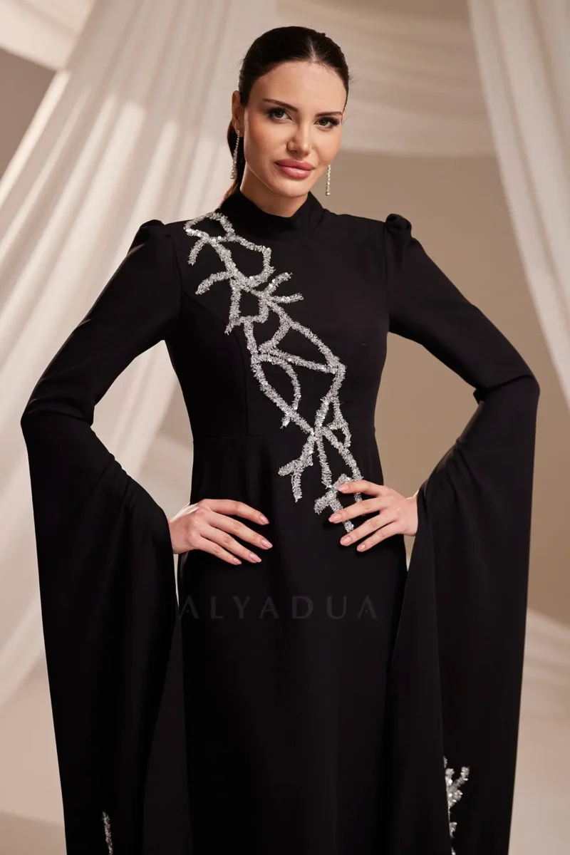 Zolveine Modest Evening Gown - Stone-embellished Slit Sleeves 2026
