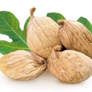 Tuğba Kuruyemiş dried figs 500g with fresh green fig leaves on white background