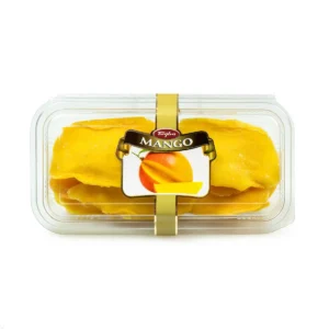 Tuğba Kuruyemiş dried mango slices in clear plastic tray with gold label, 190g