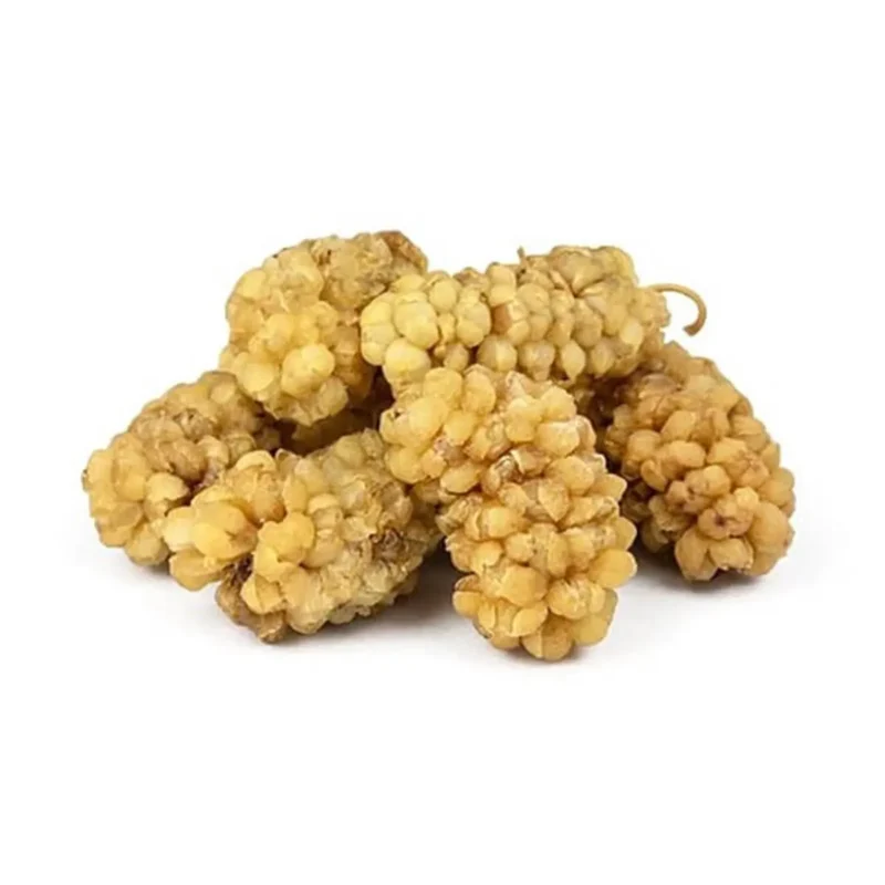Dried white mulberries 250g by Tuğba Kuruyemiş on white background