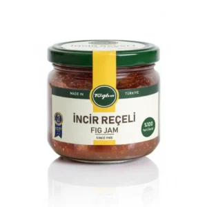 Tuğba İncir Reçeli Turkish fig jam 370g glass jar with green lid, made in Türkiye since 1980