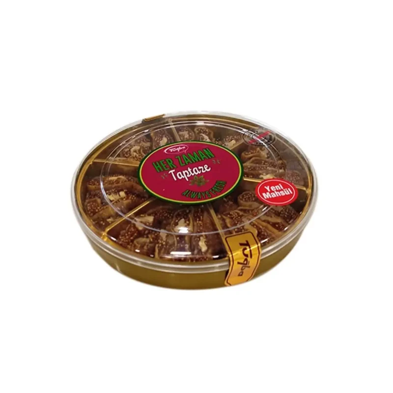 Tuğba Kuruyemiş dried fig with walnut 200g in round clear-lid plastic container