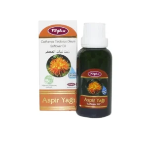 Tuğba Aspir Yağı safflower oil 30ml dark glass bottle with product box
