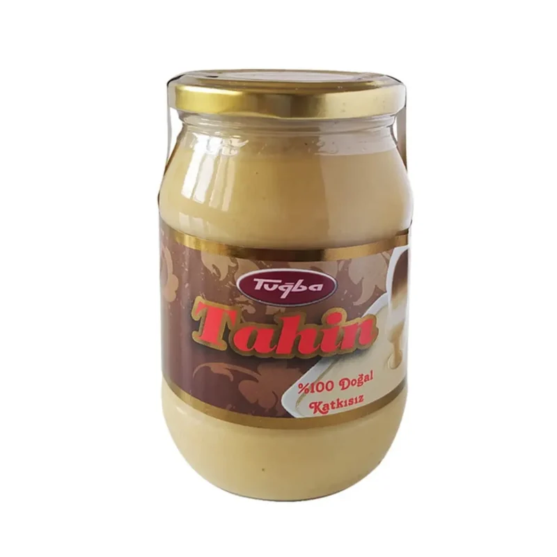 Tahini 350g - Tuğba Kuruyemiş Tuğba Kuruyemiş Tahin sesame paste 350g glass jar with gold lid