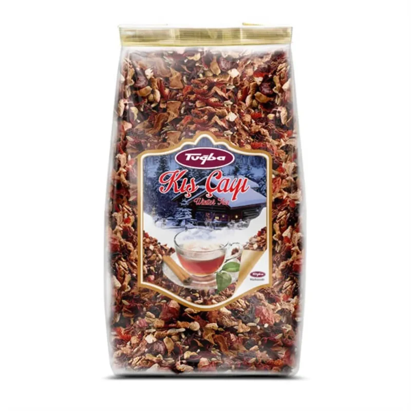 Winter Tea 160g - Tuğba Kuruyemiş Tuğba Kış Çayı Turkish winter tea blend 160g clear bag with dried fruit and herb pieces