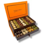 Malatya Pazarı orange two-drawer gift box filled with mixed kadayıf sweets and dried fruits 1200g