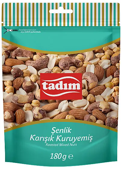 Tadım Şenlik Karışık Kuruyemiş roasted mixed nuts in a 180 g turquoise pouch